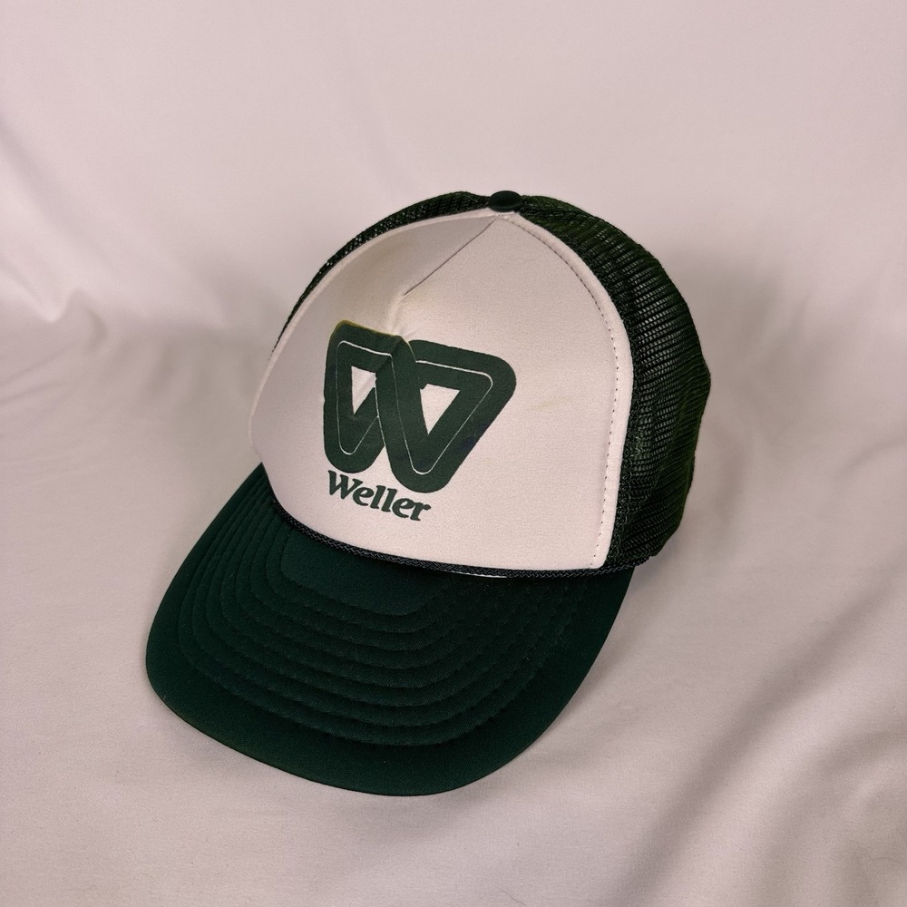 Vintage Weller Trucker Hat Nissan Green & White Snapback Cap Foam Mesh